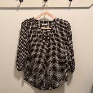 Maurices Geometric Black and Cream Blouse